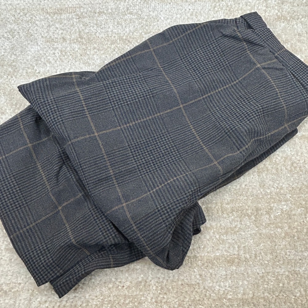 Adrienne Vittadini Womens Dark Academia Plaid Tapered Dress Pants Gray Size 6